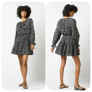 ULLA JOHNSON Polly Floral Long Sleeve Dress Sz 2